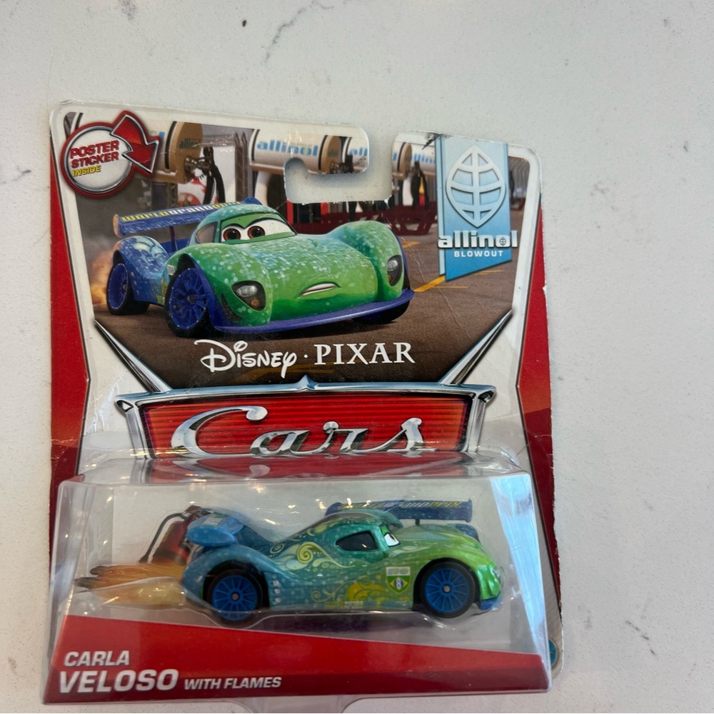 Mattel Disney Pixar Cars Carla Veloso with flames  Toy Car - Blue and Green